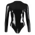 LATEX - crni body s dugim rukavima za žene - 2XL