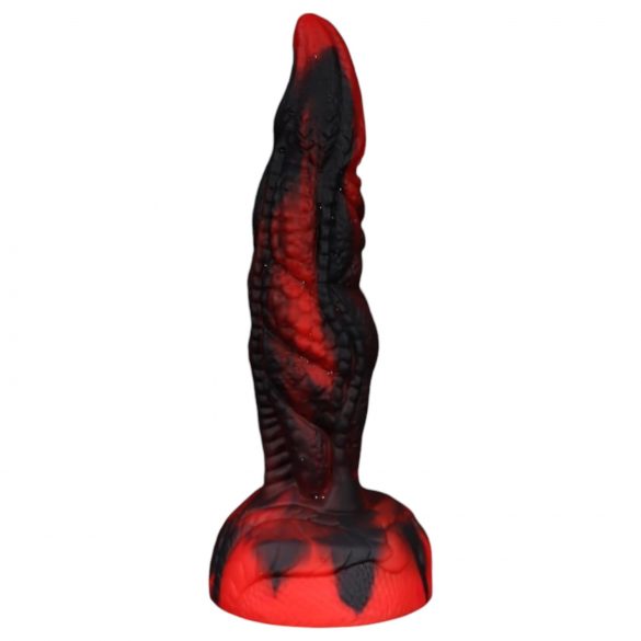 Pakleni Dong - rebrasti dildo 20cm (crno-crveni)