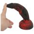 Pakleni Dong - rebrasti dildo 20cm (crno-crveni)