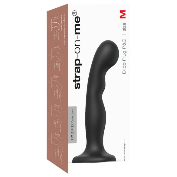 Strap-on-me P&G M - crni, savijeni dildo s bazom