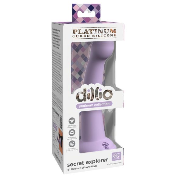 Dillio Tajni Istraživač - ljubičasti dildo sa usisnom čašom (17cm)