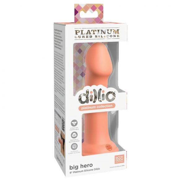 Dillio Veliki Heroj - silikonski dildo sa vakumom (17cm) - narandžasta