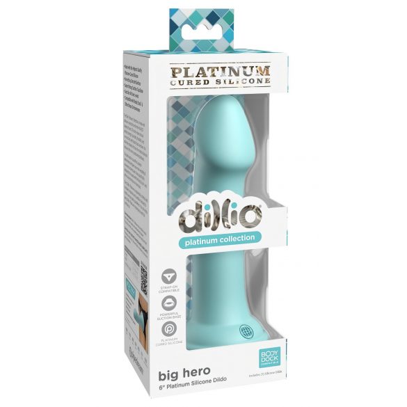 Dillio Big Hero - dildo sa vakuumom (17cm) - tirkizno