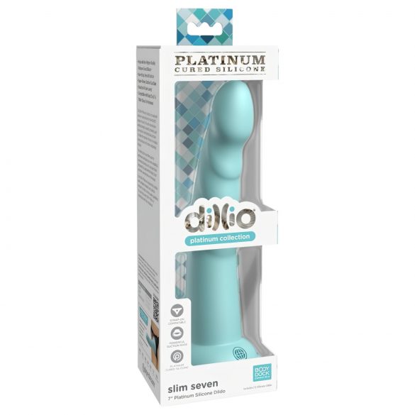 Dillio Slim Seven - přísavkový stimulační dildo (20 cm) - tyrkysový