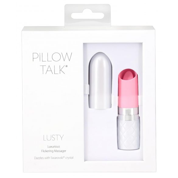 Pillow Talk Lusty - dobíjecí vibrátor s jazykovou hůlkou (růžový)