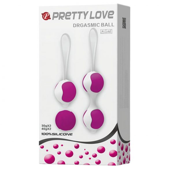 Pretty Love užitak - set podesivih gejša kuglica (belo-ljubičasto)