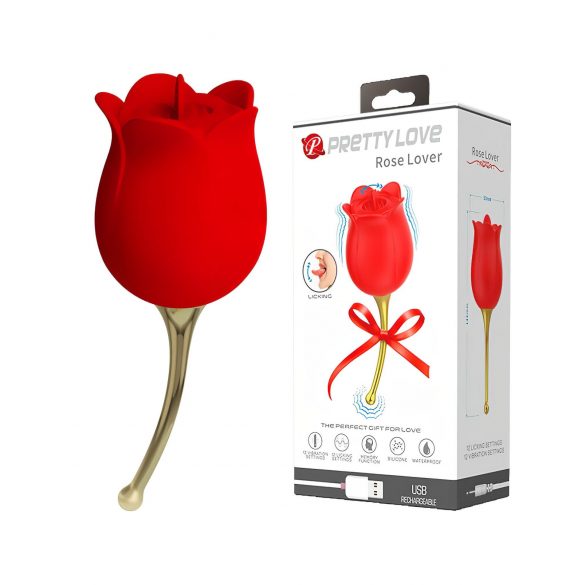 Pretty Love Rose Lover - ljubavni jezičak 2u1 crveni vibrator