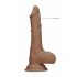 RealRock Dildo 17cm - realističan sa testisima, tamno prirodan