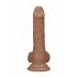 RealRock Dildo 17cm - realističan sa testisima, tamno prirodan