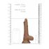 RealRock Dildo 17cm - realističan sa testisima, tamno prirodan