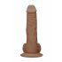 RealRock Dong 8 - realistični dildo s testisima (20cm) - tamno prirodno