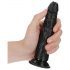 RealRock Slim - realistické dildo s lepivými nožičkami - 15,5 cm (černé)