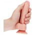 RealRock Curved - připínací, realistické dildo s varlaty - 15,5 cm (přírodní)