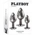 Playboy analni set - 3 komada (srebrni)