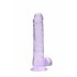 REALROCK - průsvitné realistické dildo - fialové (19cm)