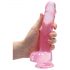 REALROCK - realistični dildo, providni pink (19cm)