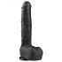 Easytoys - crni dildo s testisima na vakuum bazi (29,5 cm)