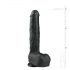 Easytoys - crni dildo s testisima na vakuum bazi (29,5 cm)