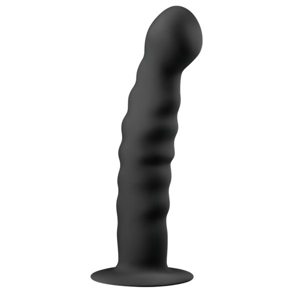 Easytoys rebrasti - vakumski analni dildo (14 cm) - crni