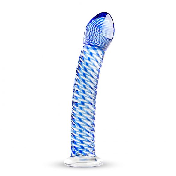 Gildo Glass No. 5 - spiralni stakleni dildo (proziran-plavi)