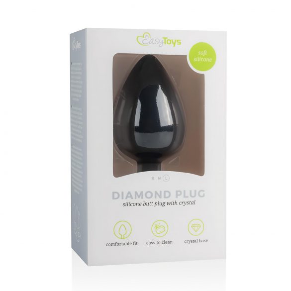 Easytoys Diamond crni analni plug sa belim kamenjem (veliki)