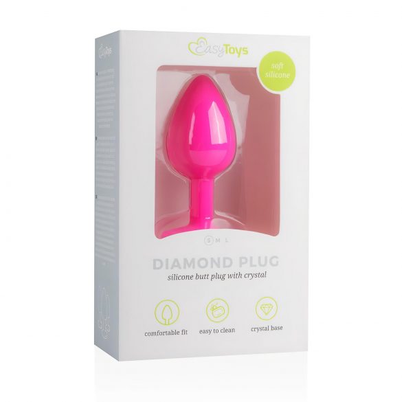 Easytoys Diamond Small - analni plug (ružičasto-beli)