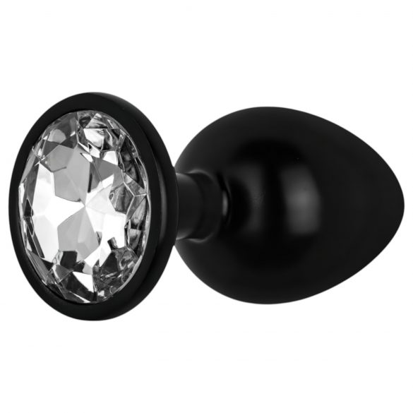 Easytoys Anal Collection - metal anal plug with gem - M (black)