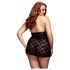 BACI Plus Size - čipkasti babydoll sa trakama - crna (XL-XXL)