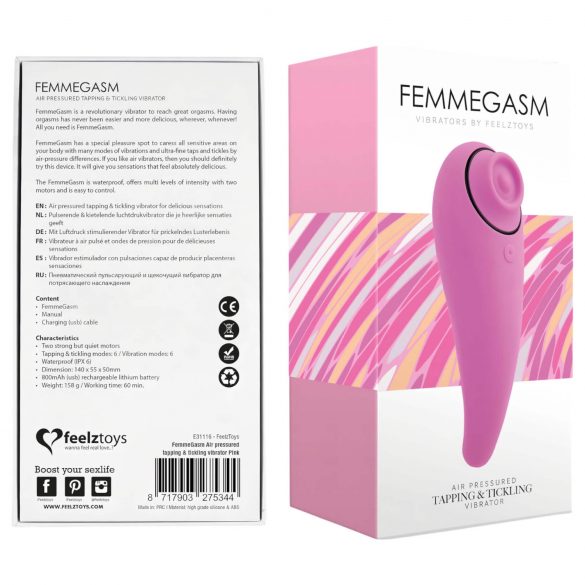 FEELZTOYS Femmegasm - dobíjecí, vodotěsný vaginální a klitorální vibrátor (růžový)