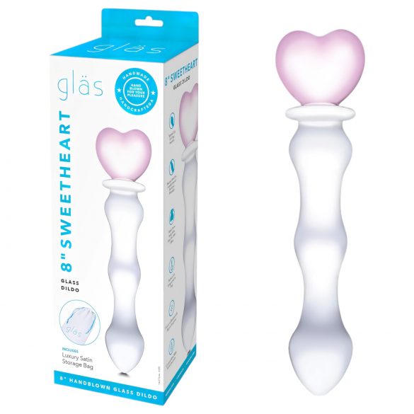 GLAS - stakleni dildo sa srcem (prozirni)